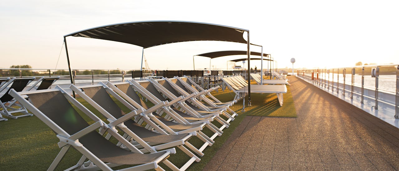 Enjoy the picturesque river views atop the Sun Deck