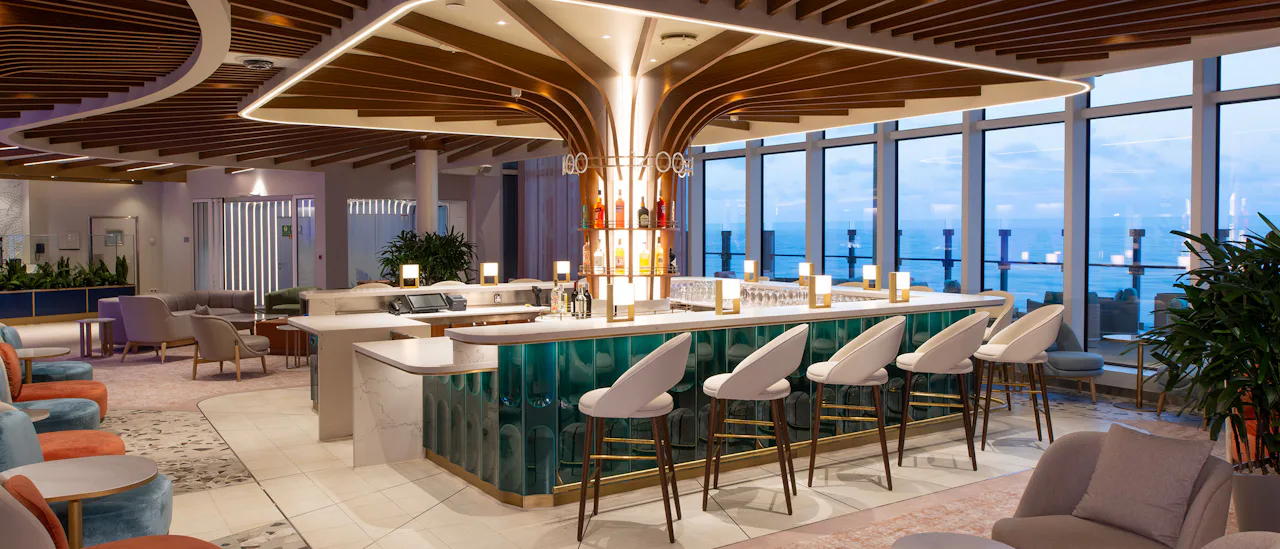 Enjoy a cocktail in The Lobby bar - the bar has a colourful mosaic canopy overhead after sunset