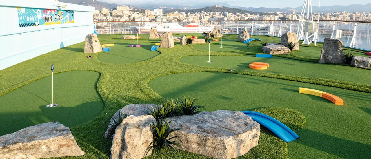 Play mini golf with a sea view