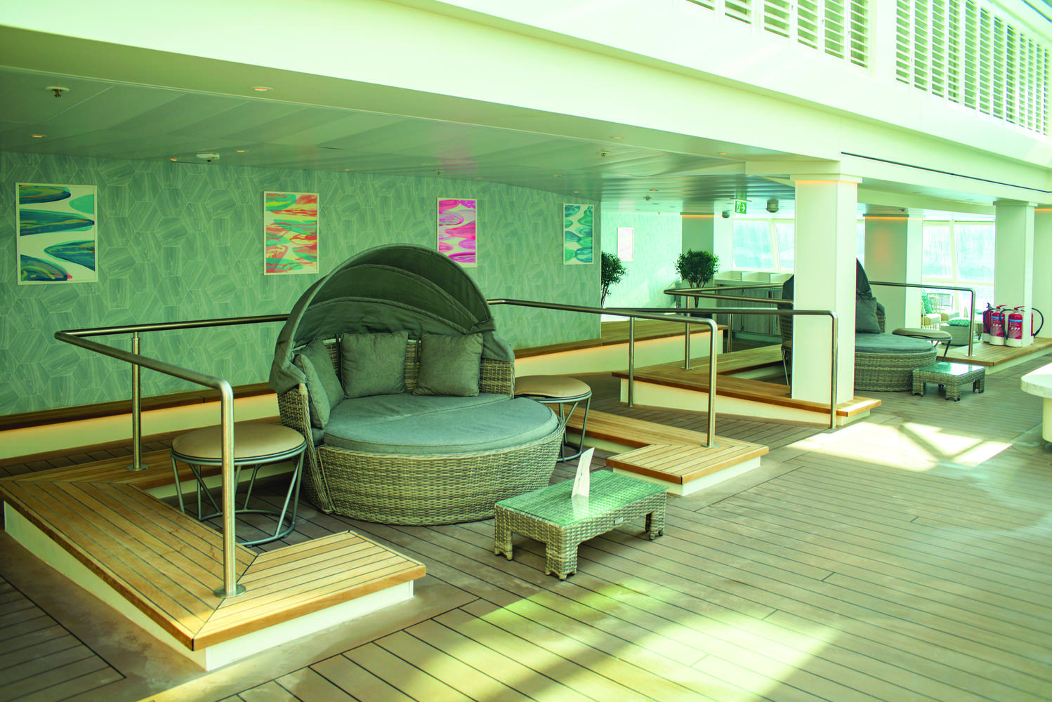 You’ll find this adults only veranda at the front of the ship