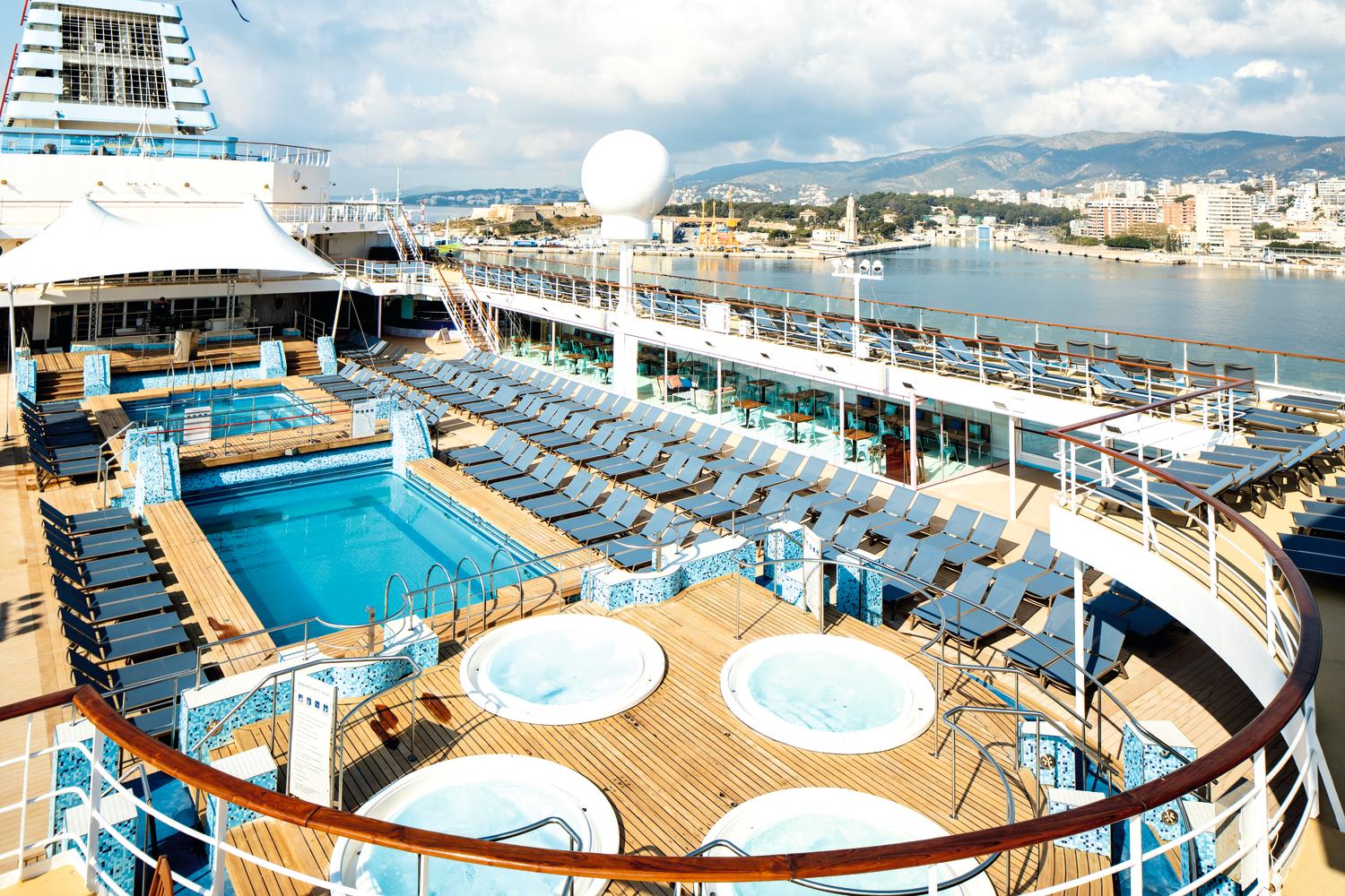 Poolside is where the action happens onboard. Relax or join the daily entertainment