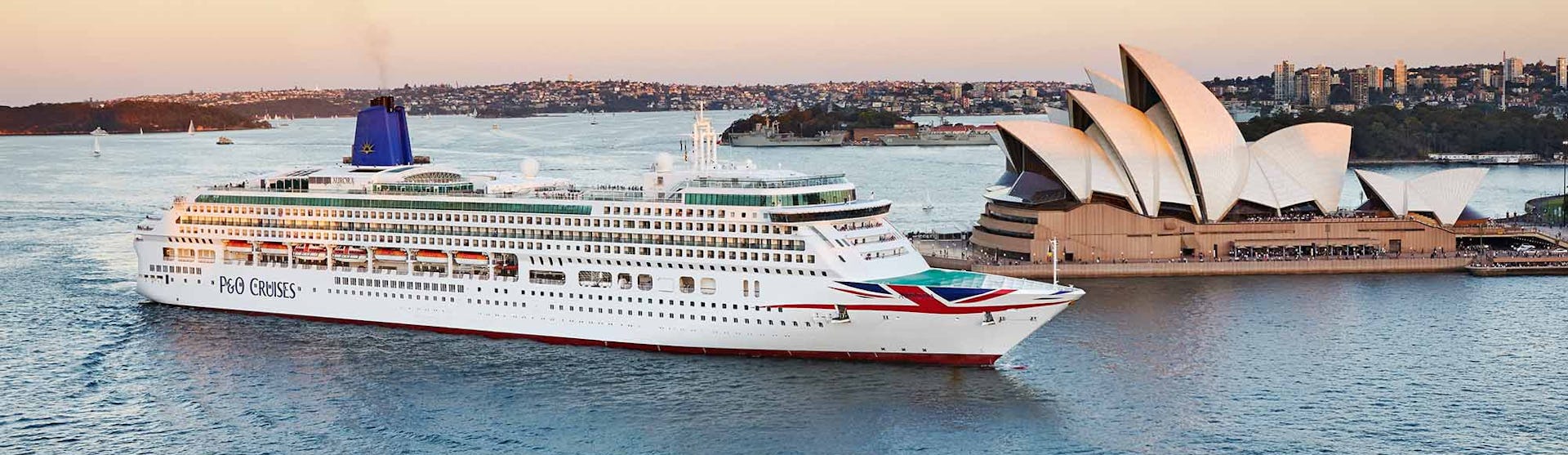 P&O Cruises ship, Aurora, outside the Sydney Opera House