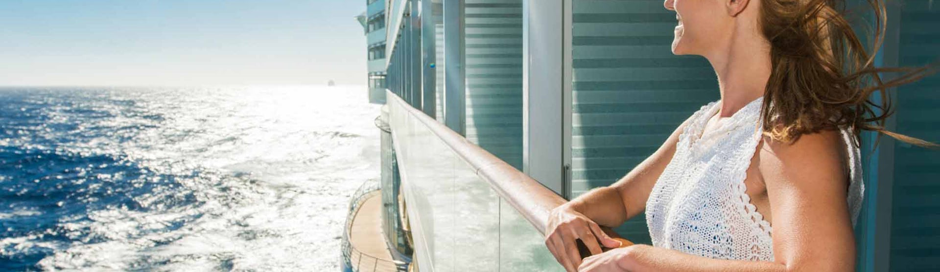Happy woman on a solo cruise