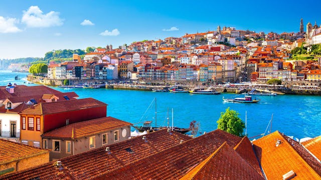 Beautiful view of the city of Porto on a beautiful summer day. Porto, Portugal