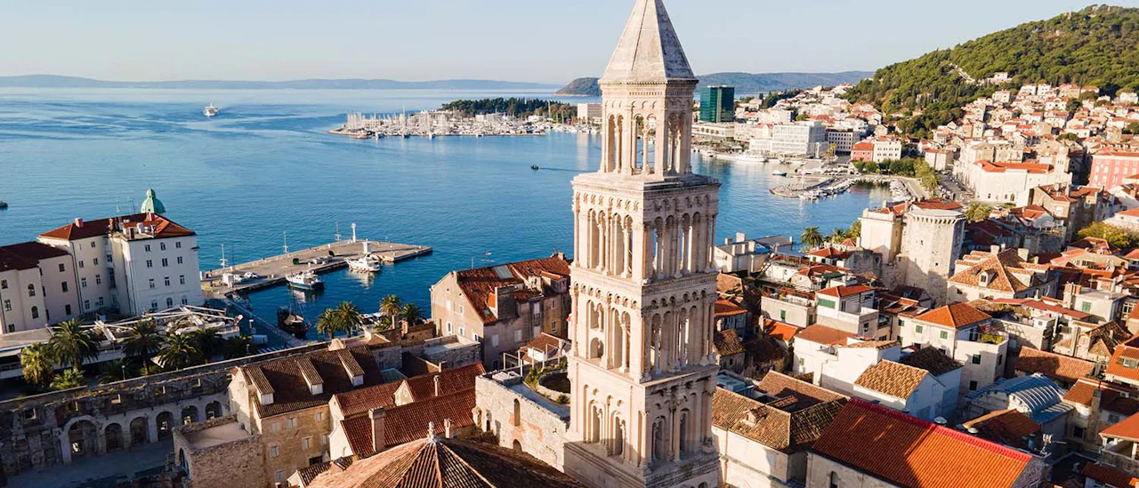 Aerial view of cityscape of Croatian city Split with Diocletian palace