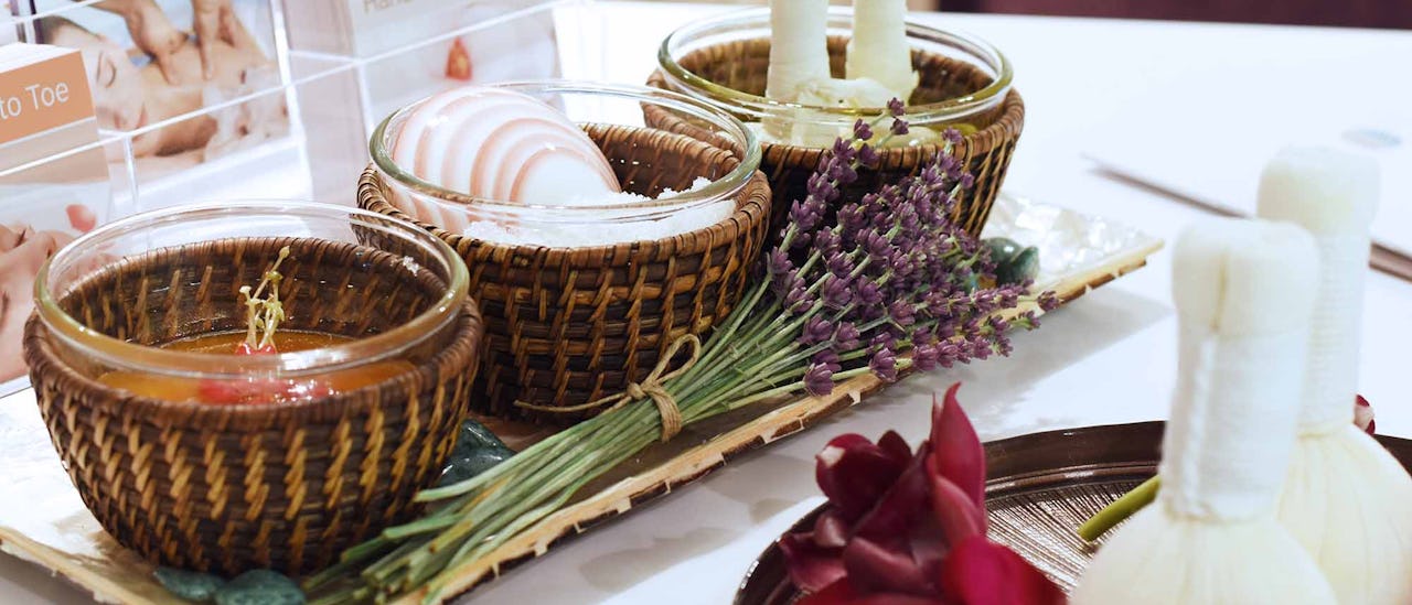 Spa accessories - lavender, candles, salts