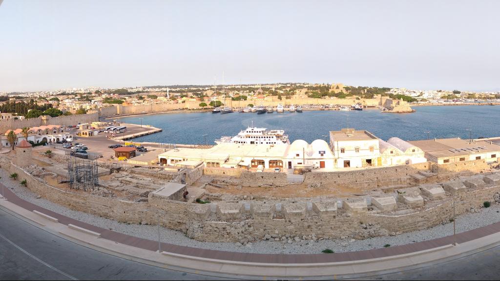 This morning’s view from the balcony of Rhodes Old Town